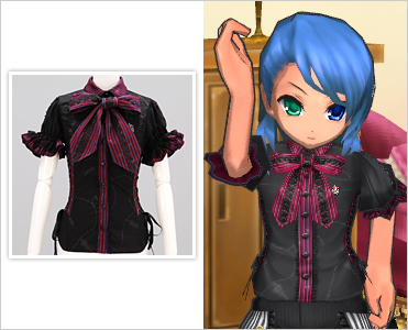 FRILL Ribbon Tie with Rose Shirt